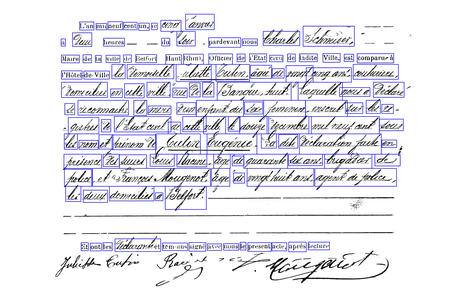 Handwritten civil record with word segmentation